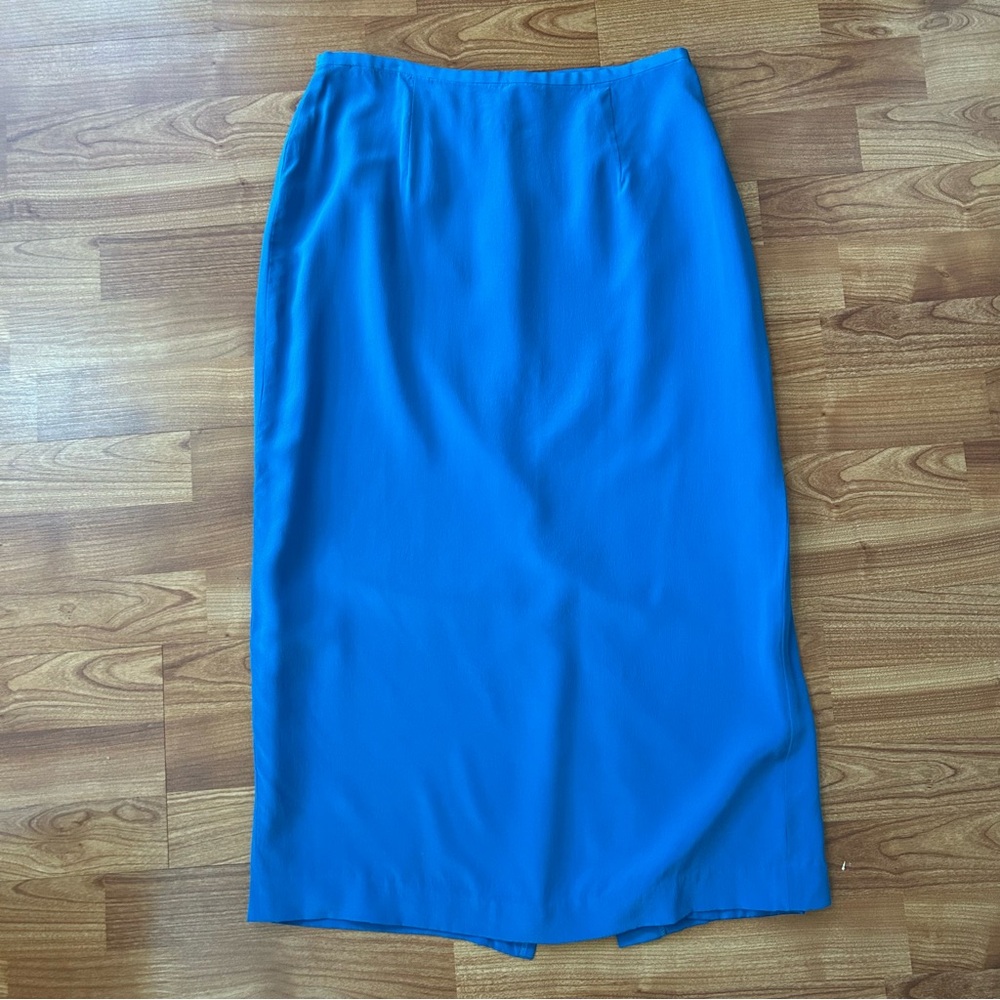 Vintage Spenser Jeremy 100% silk blue midi pencil skirt